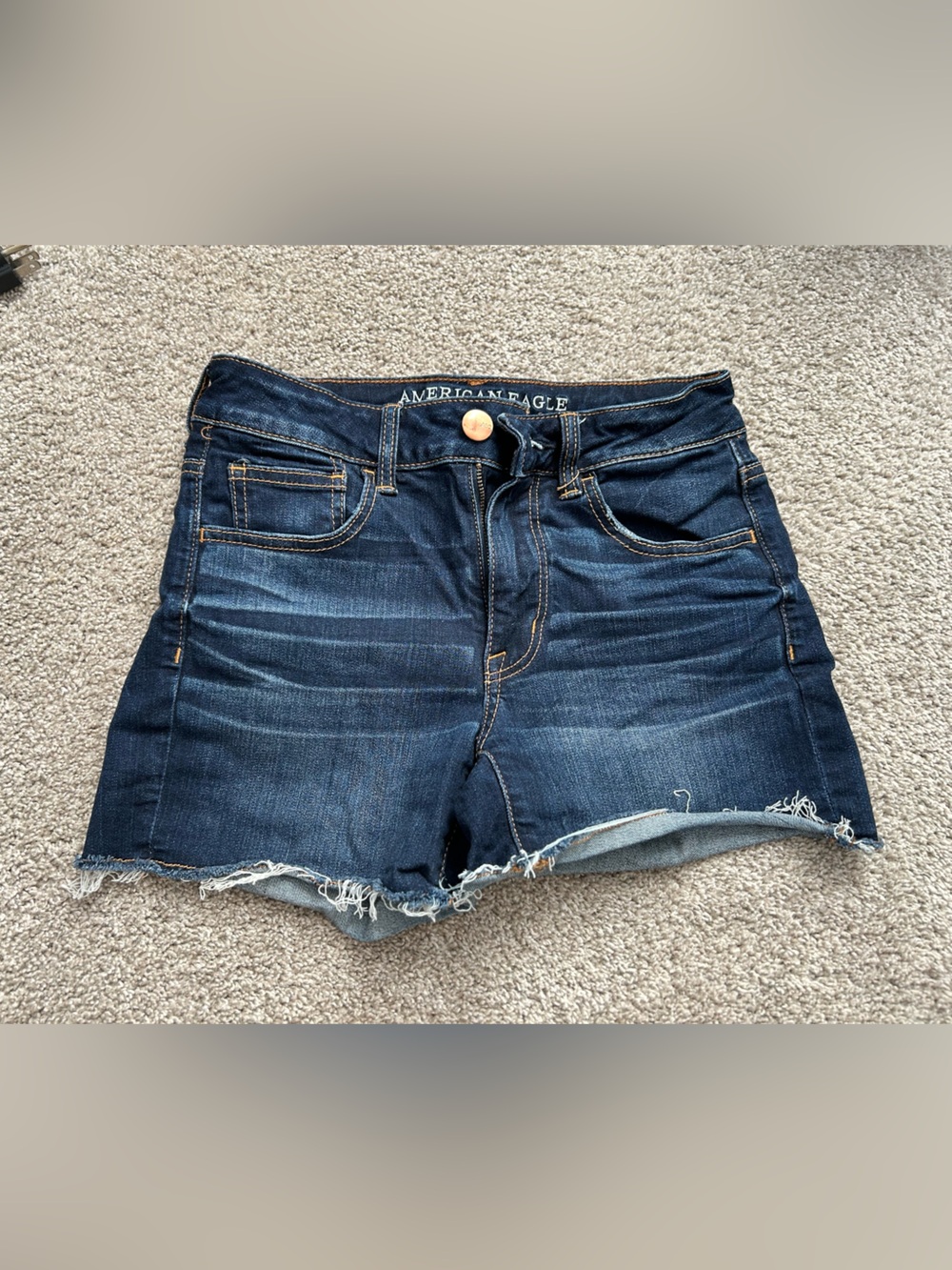 American Eagle Outfitters Indigo Denim Frayed Hem Shorts